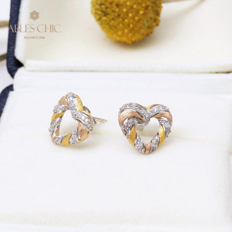 Trio-Tone Infinite Heart Earrings 5292