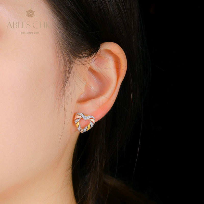 Trio-Tone Infinite Heart Earrings 5292