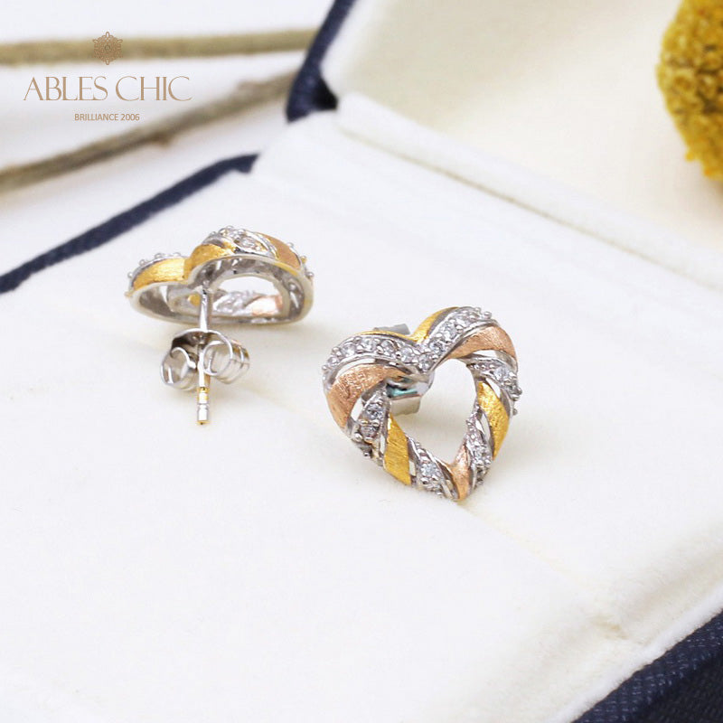Trio-Tone Infinite Heart Earrings 5292