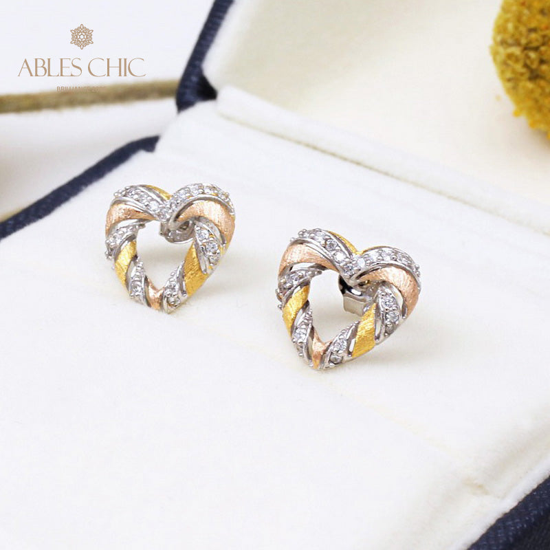 Trio-Tone Infinite Heart Earrings 5292