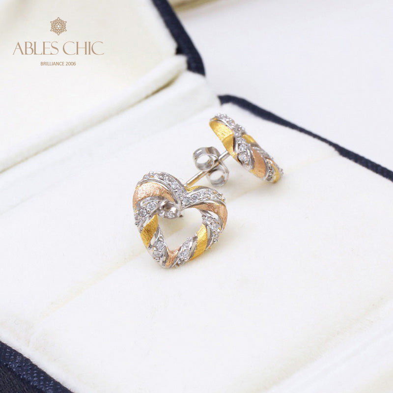 Trio-Tone Infinite Heart Earrings 5292