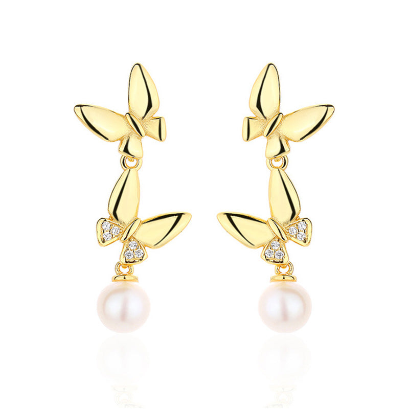 Freshwater Pearl Butterfly Earrings PE1021