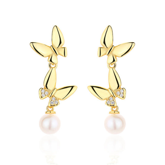 Freshwater Pearl Butterfly Earrings PE1021