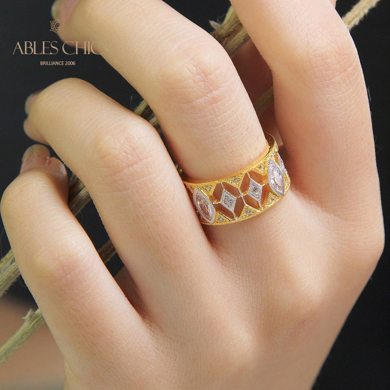 Starry Fretwork Band Ring 5093
