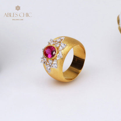 Bague Soyeuse Fleur Rubis 5078