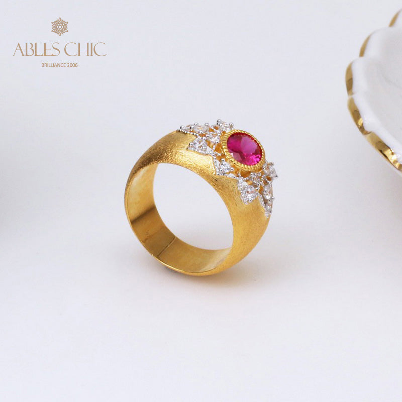 Bague Soyeuse Fleur Rubis 5078