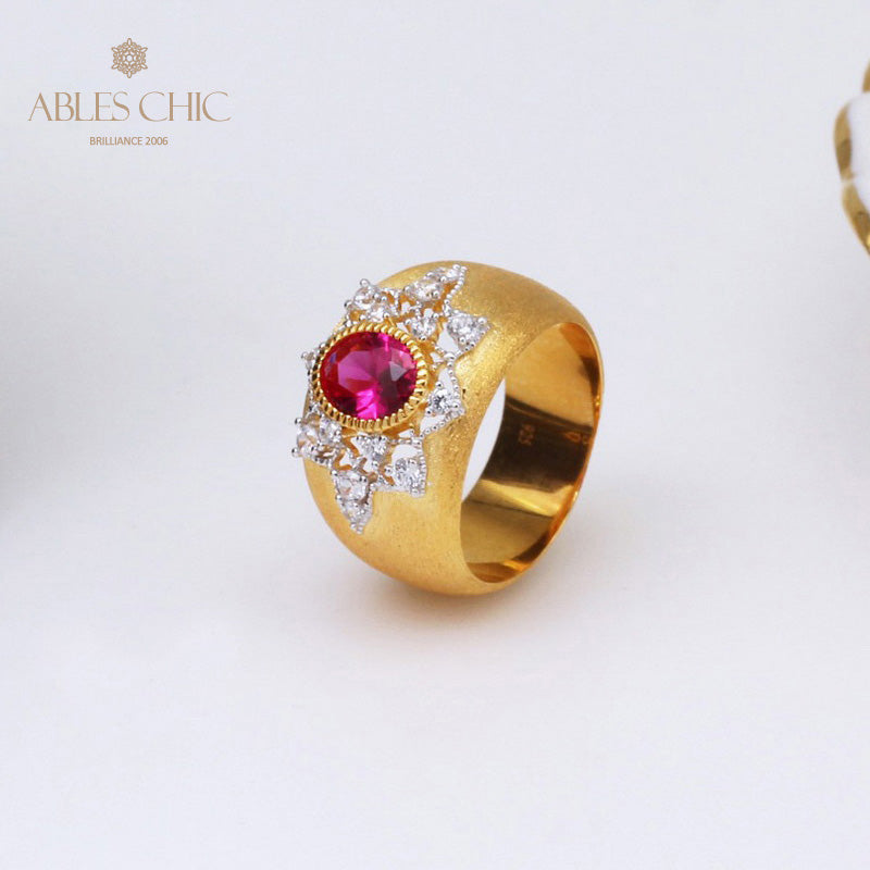 Bague Soyeuse Fleur Rubis 5078