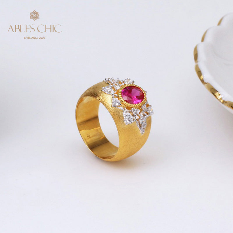 Bague Soyeuse Fleur Rubis 5078