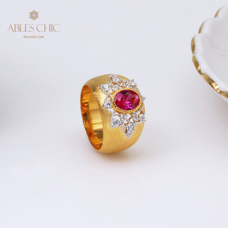 Bague Soyeuse Fleur Rubis 5078