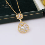 Filigree Teardrop Pearl Necklace 6275