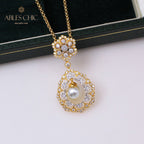 Filigree Teardrop Pearl Necklace 6275