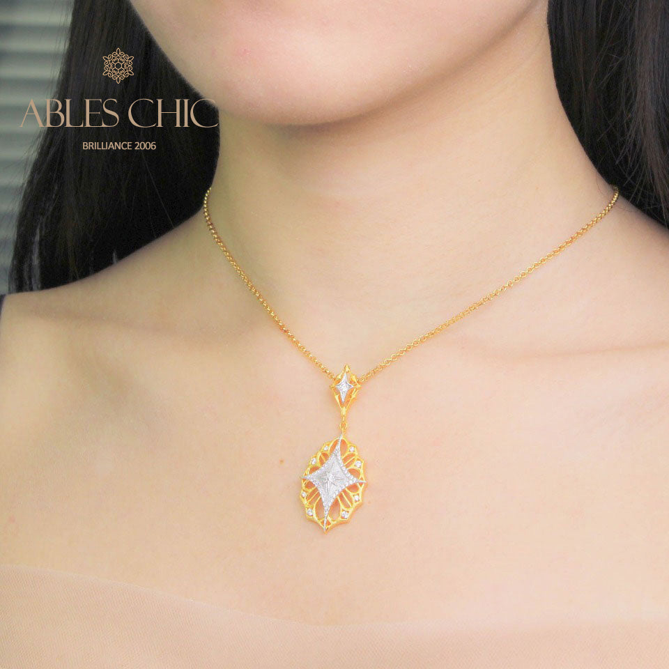 Filigree Star Clover Necklace 5108