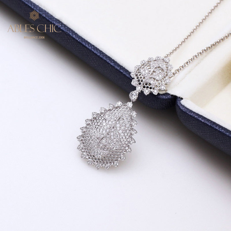 Lacy Filigree Floral Necklace 5340