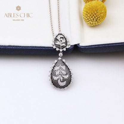 Lacy Filigree Floral Necklace 5340