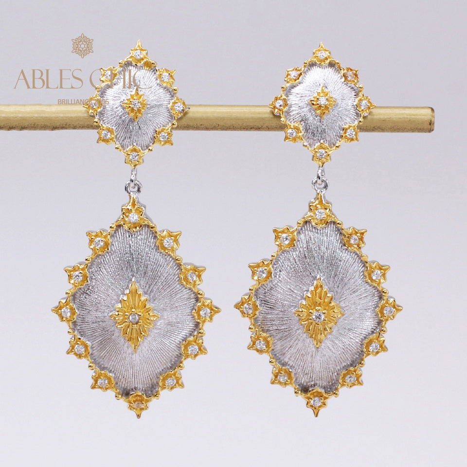 Detailed Silky Stars Floral Earrings 5278