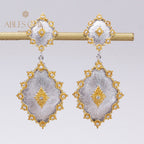 Detailed Silky Stars Floral Earrings 5278