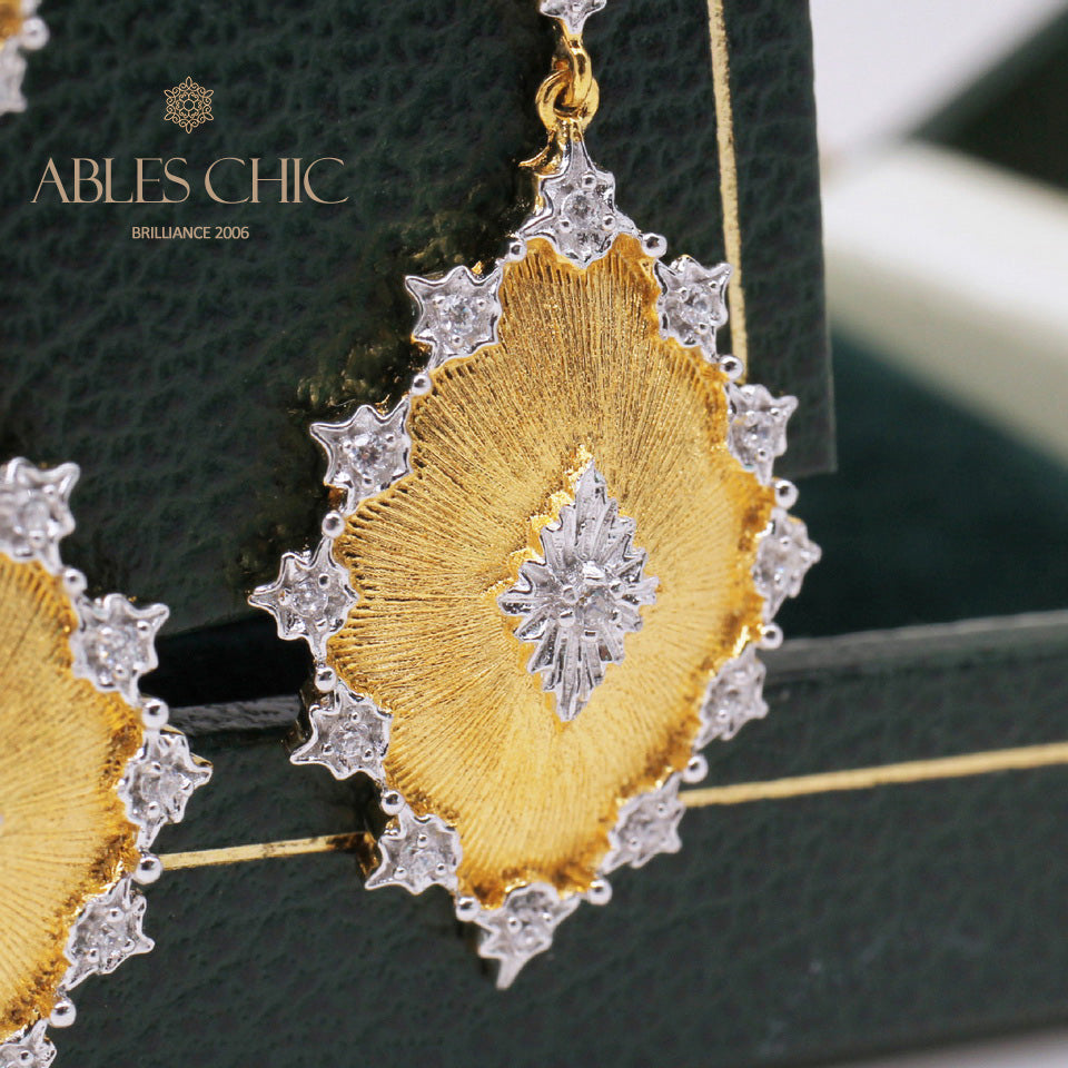 Detailed Silky Stars Floral Earrings 5278