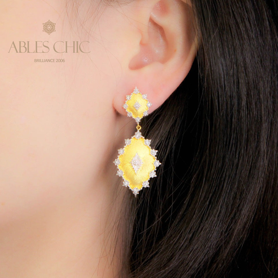 Detailed Silky Stars Floral Earrings 5278