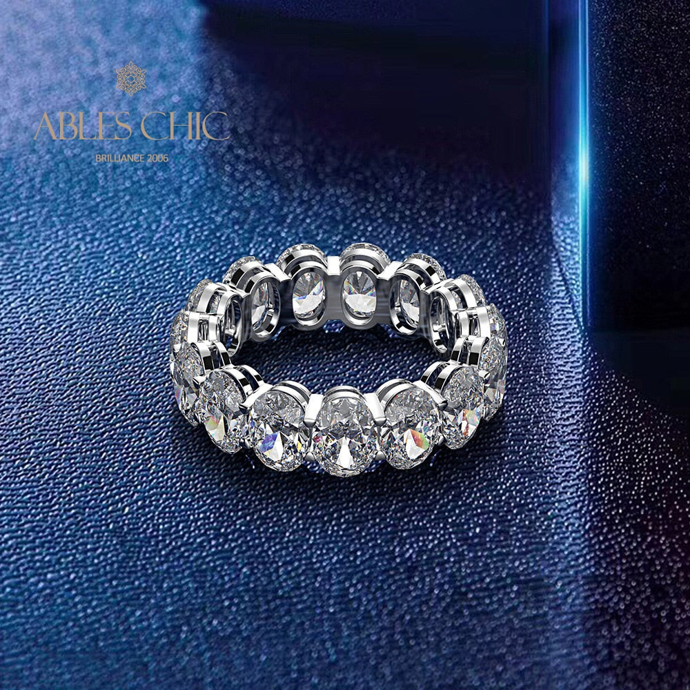 Oval Stones Wedding Band R1059