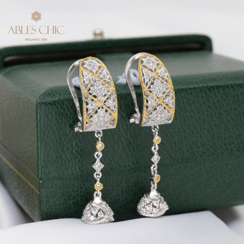 Honeycomb Filigree Dangling Earrings 5683