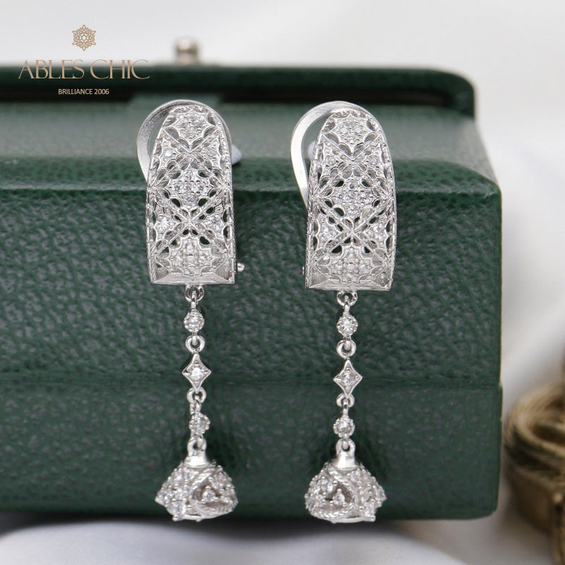 Honeycomb Filigree Dangling Earrings 5683