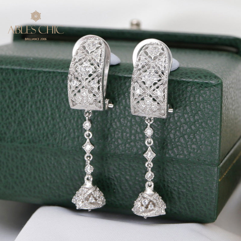 Honeycomb Filigree Dangling Earrings 5683