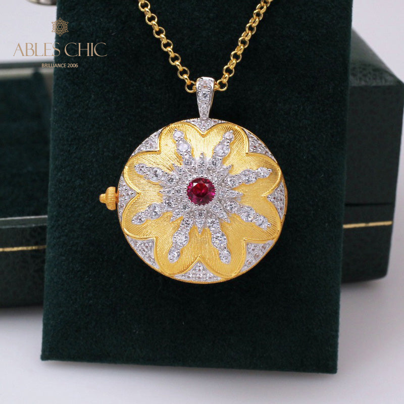 Ruby CZ Locket Pendant 5210