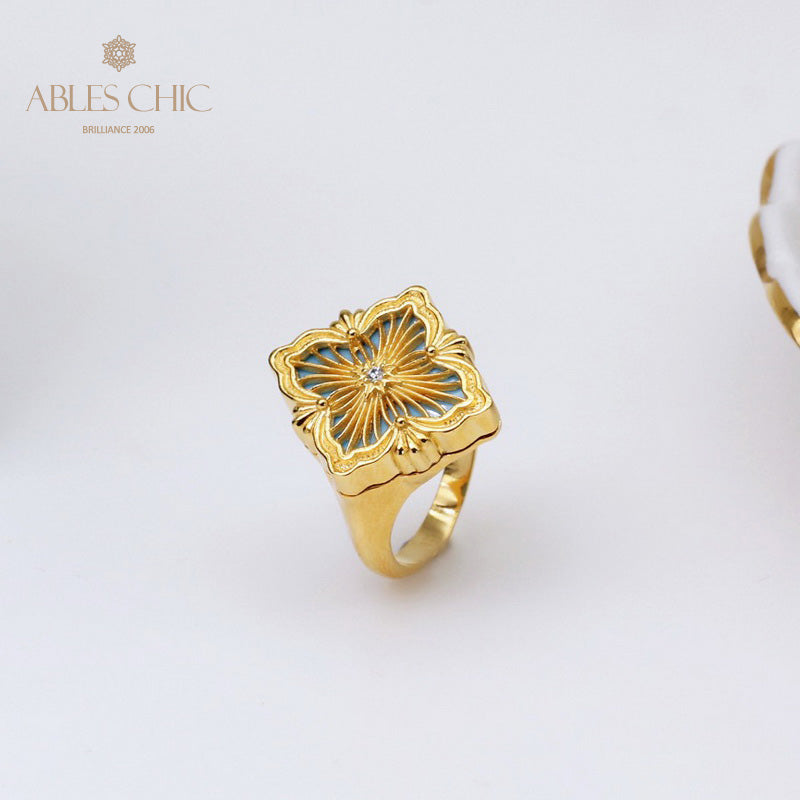 Dense Fretwork Clover Ring 5360