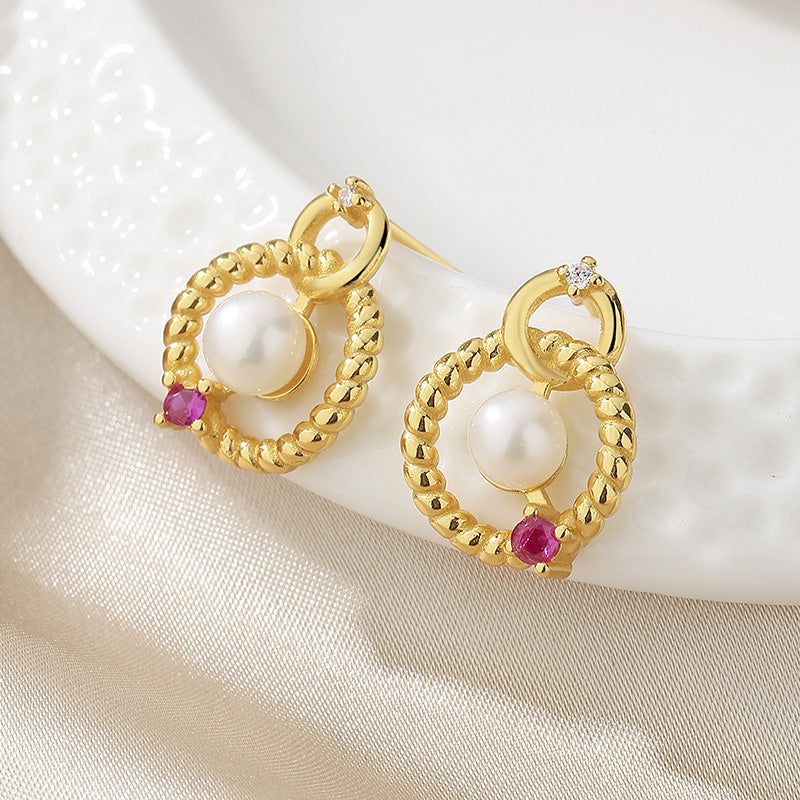 Freshwater Pearls Hoops Earrings PE1030