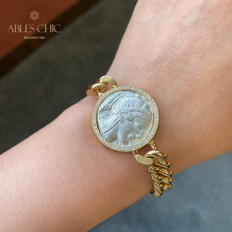 Greek Athena Flip Medallion Bracelet