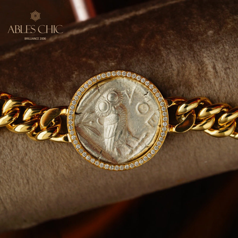 Greek Athena Flip Medallion Bracelet