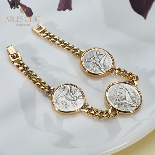 Byzantine Dolphin Lira Coins Bracelet