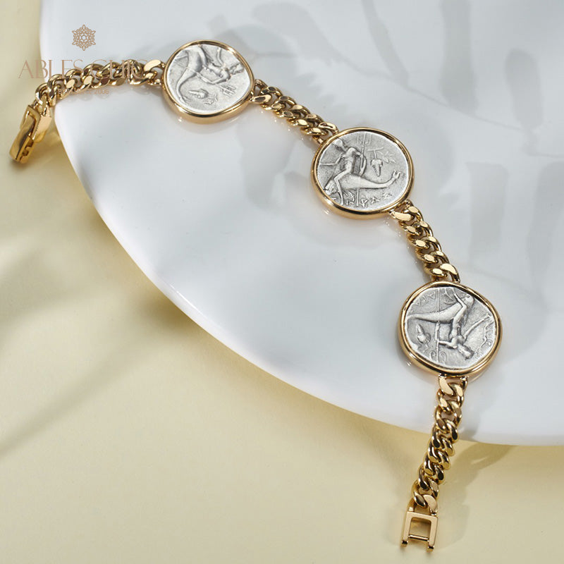 Byzantine Dolphin Lira Coins Bracelet