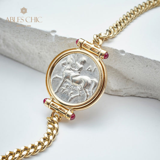 Greek Dolphin Medallion Bracelet
