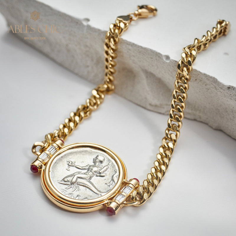 Greek Dolphin Medallion Bracelet