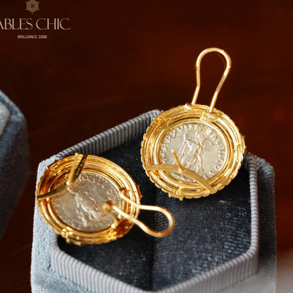 Boucles d’oreilles en pièces de monnaie en lires byzantines