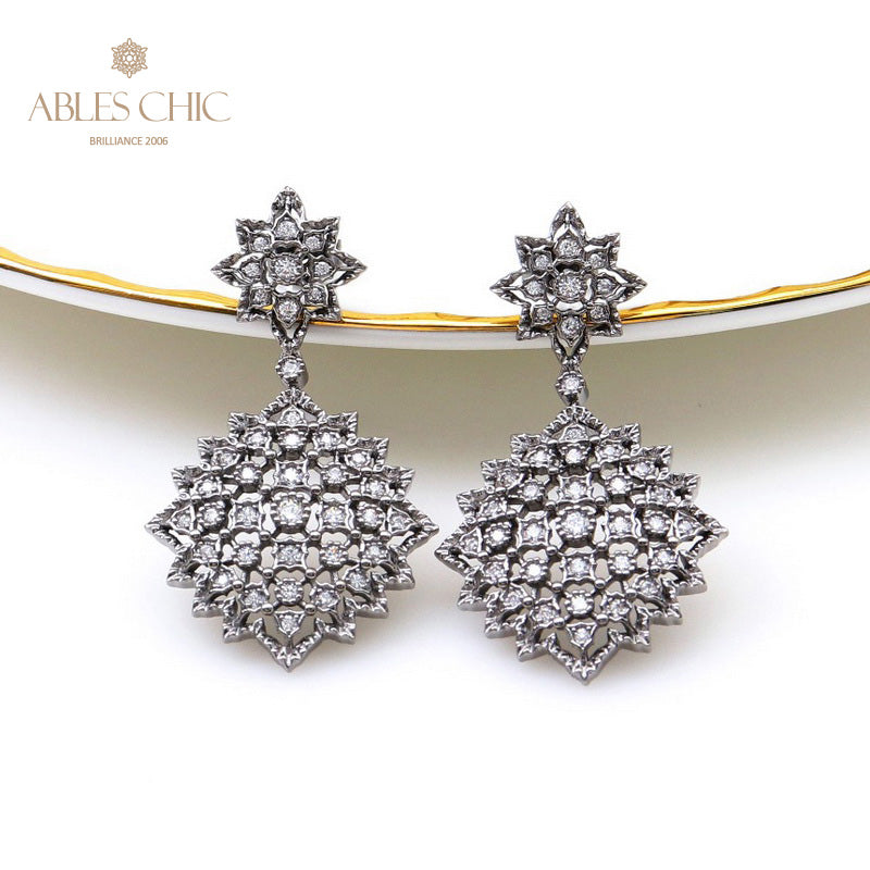 Black Lace Fretwork Earrings 5161