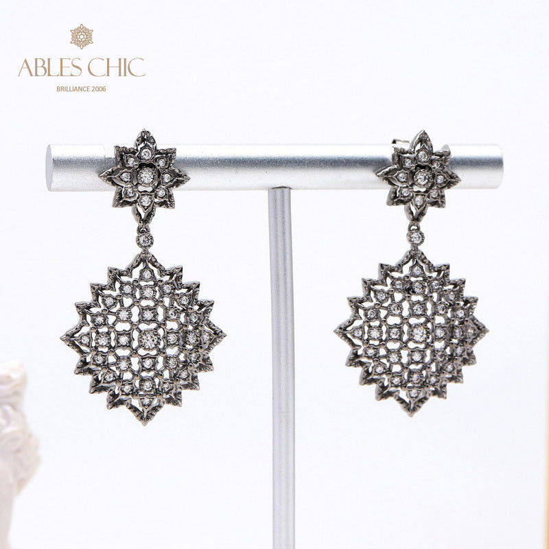 Black Lace Fretwork Earrings 5161