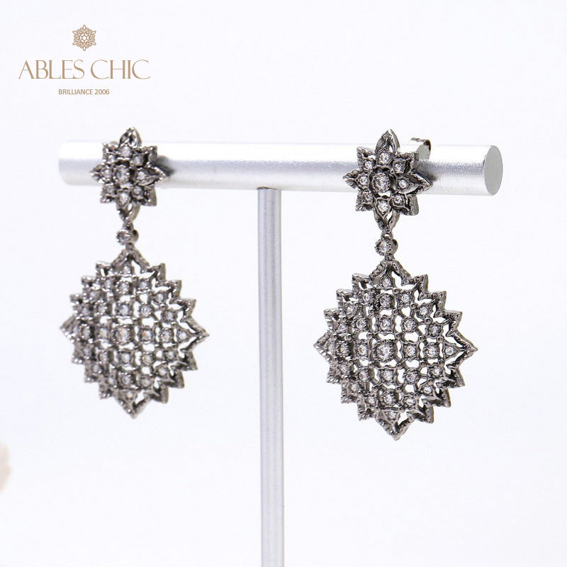 Black Lace Fretwork Earrings 5161