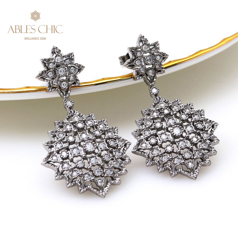 Black Lace Fretwork Earrings 5161