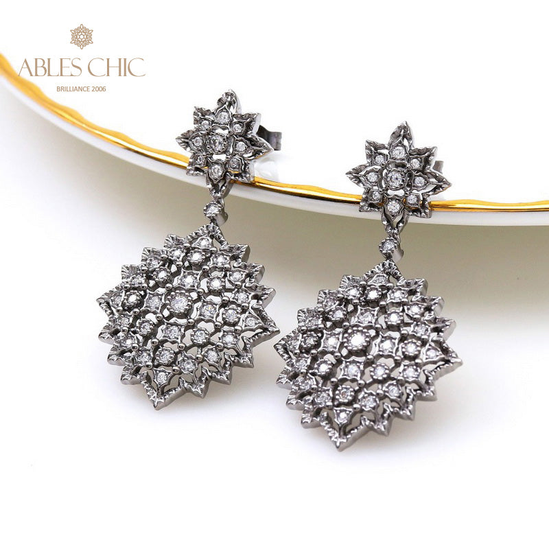 Black Lace Fretwork Earrings 5161