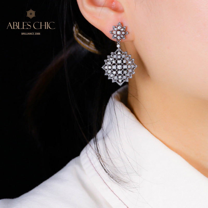 Black Lace Fretwork Earrings 5161