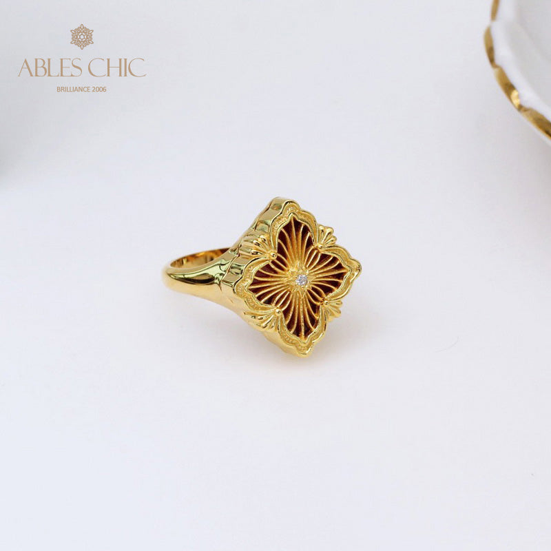 Dense Fretwork Clover Ring 5360