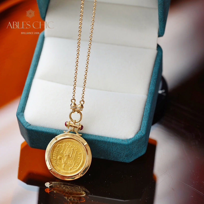 Gold Lira Emperor Coin Necklace