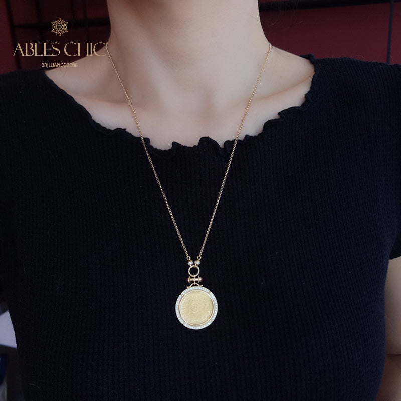 Gold Lira Emperor Coin Necklace