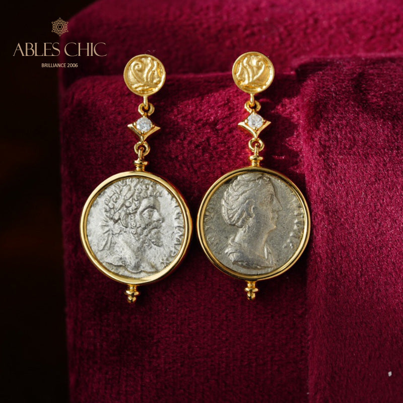 Boucles d’oreilles médaillon Lira de l’empereur romain