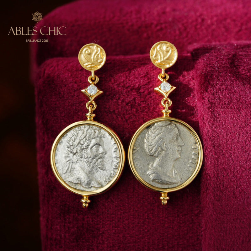 Boucles d’oreilles médaillon Lira de l’empereur romain