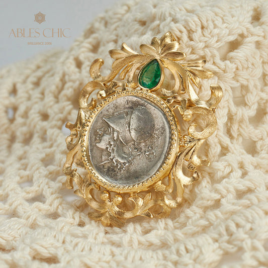 Byzantine Athena Floral Brooch Pendant Only
