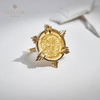 Greek Gold Coin Ring