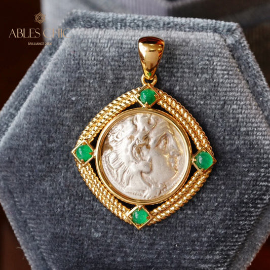 Byzantine Hercules Emerald Medallion Pendant Only